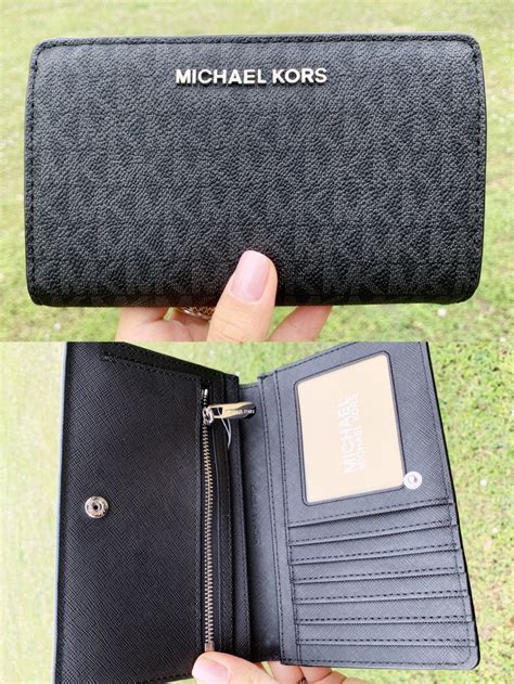 michael kors slim wallet black|Michael Kors small trifold wallet.